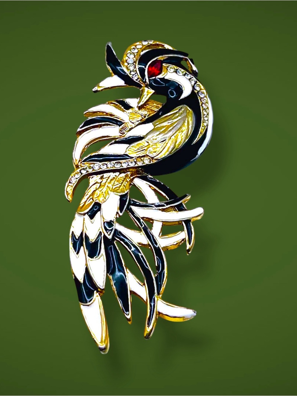 Gorgeous Vintage Bird of Paradise Brooch Statement Estate Piece